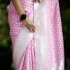 Chic Pink Georgette Silk Saree Featuring Traditional Weaving Motifs