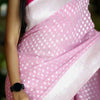 Chic Pink Georgette Silk Saree Featuring Traditional Weaving Motifs