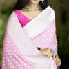 Chic Pink Georgette Silk Saree Featuring Traditional Weaving Motifs
