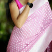 Chic Pink Georgette Silk Saree Featuring Traditional Weaving Motifs