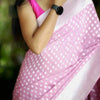 Chic Pink Georgette Silk Saree Featuring Traditional Weaving Motifs