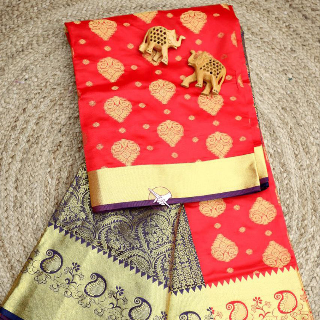 Korvai Essence Red Special Function Wear Saree