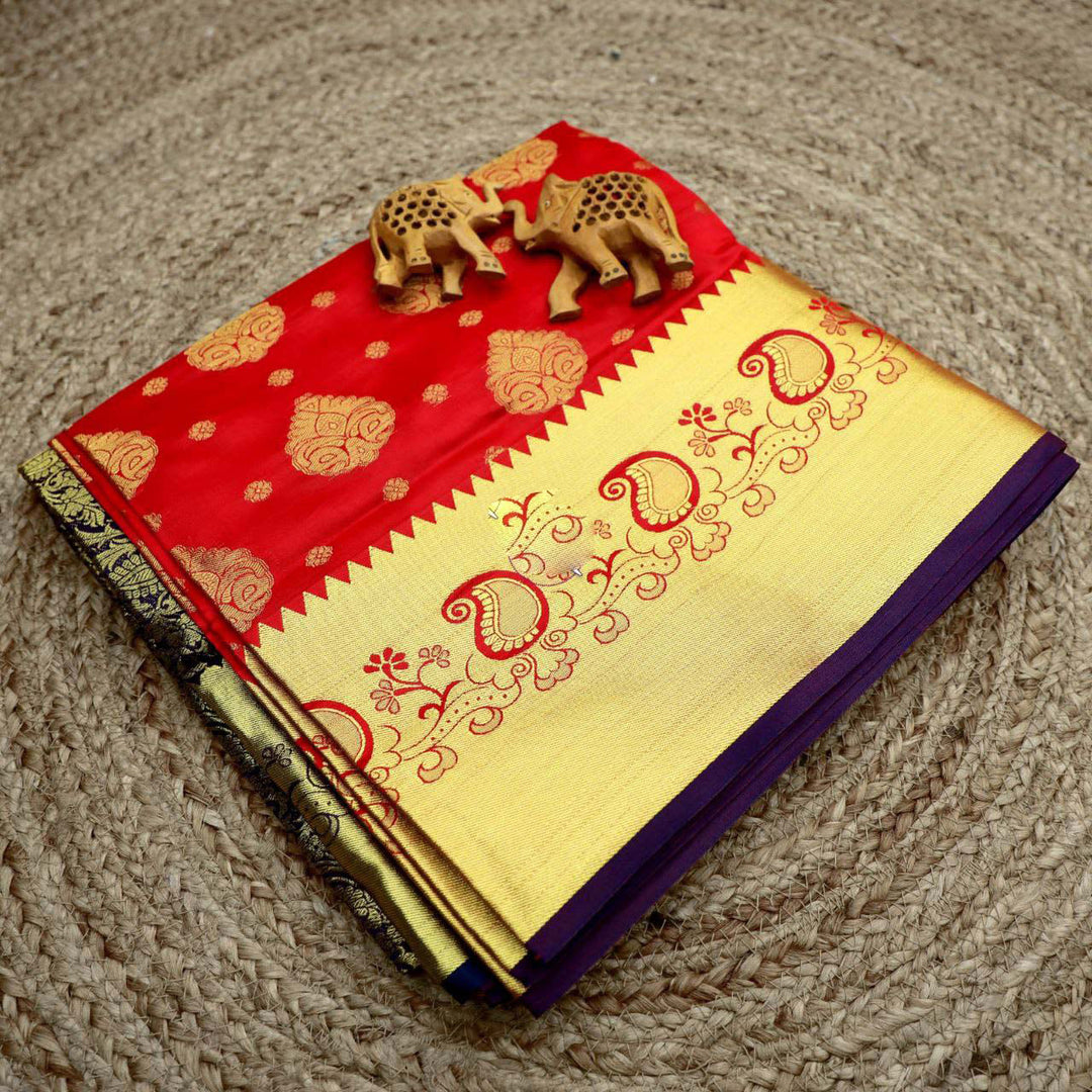Korvai Essence Red Special Function Wear Saree
