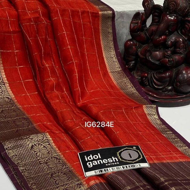 Luxurious Red Assam Silk Drape With Heritage Weaving Pattern