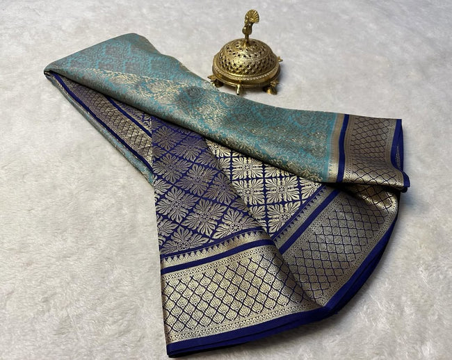 Exquisite Mysore Silk Saree Pure Brocade With Antique Zari Work