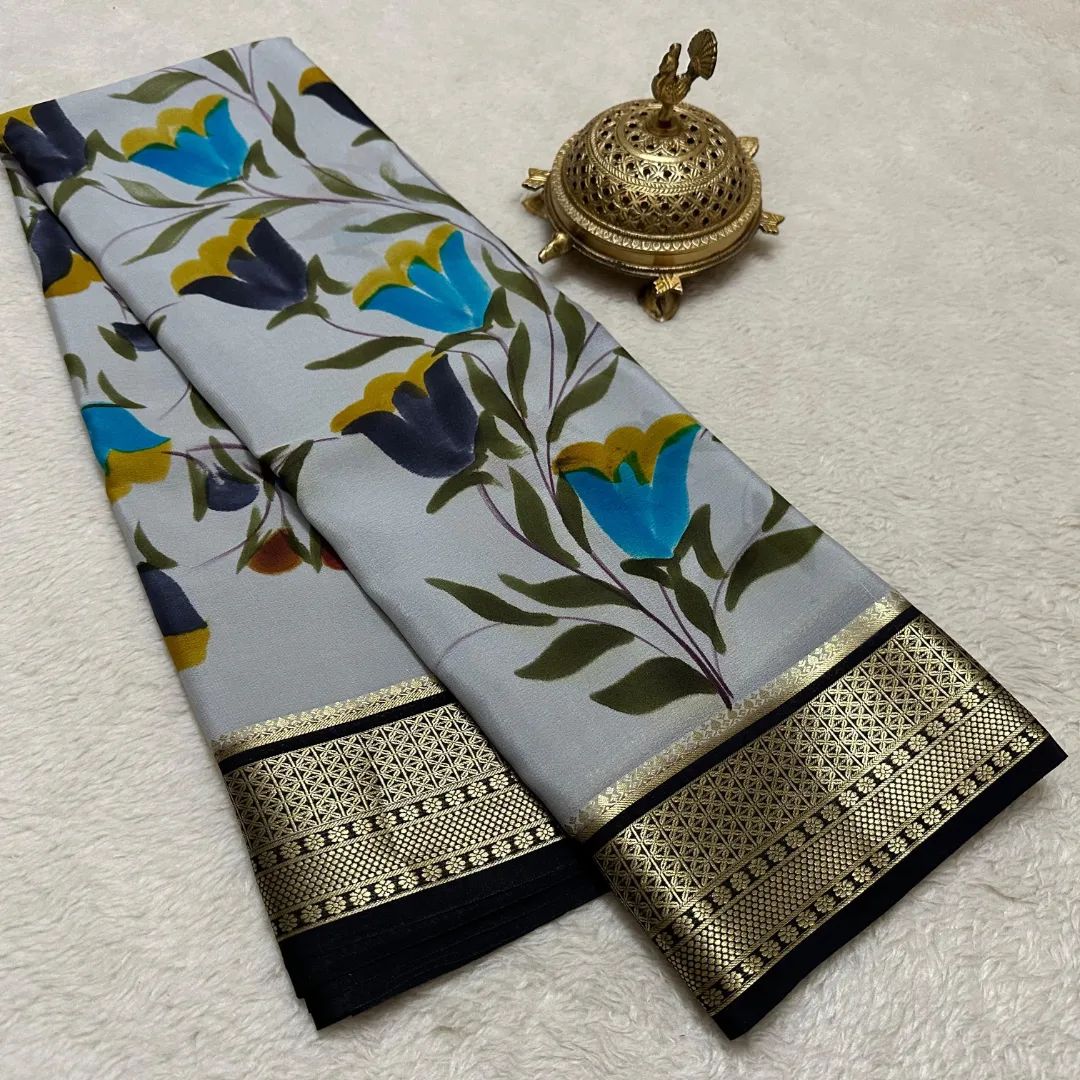Printed Mysore silk sarees.