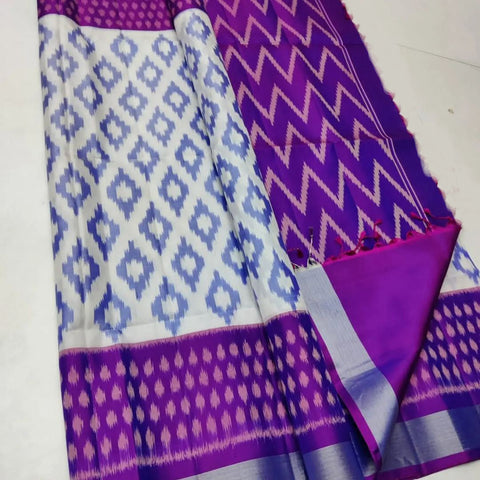 Authentic Ikkat Print Soft Silk Saree With Traditional Handloom Appeal
