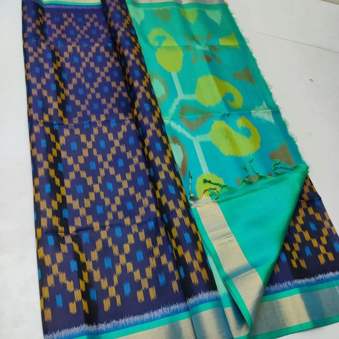ikkat Printed Handloom Soft Silk Saree