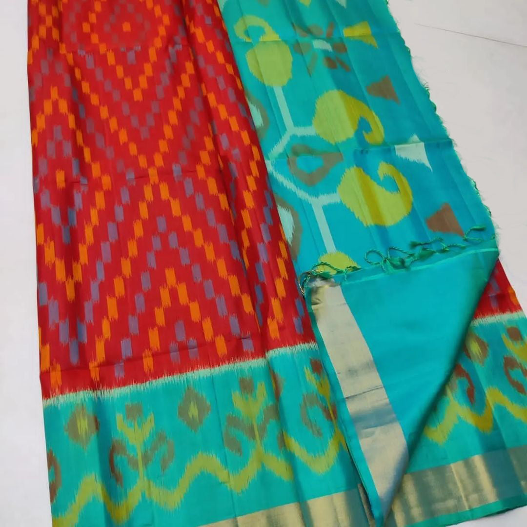 ikkat Printed Handloom Soft Silk Saree