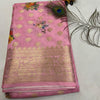 Pink Digital Printed Fancy Blended Crepe Georgette Saree