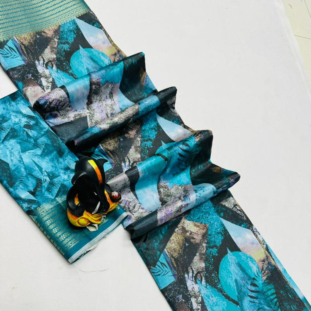 Multi Colour Digital Print Butter Silk Saree
