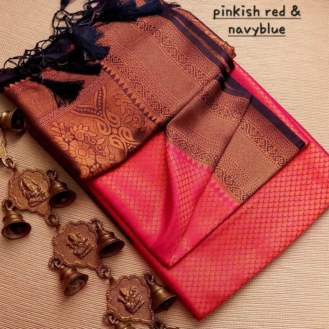 Elegant Blue And Mix Grey Silk Saree With Intricate Resham Pom Pom Work