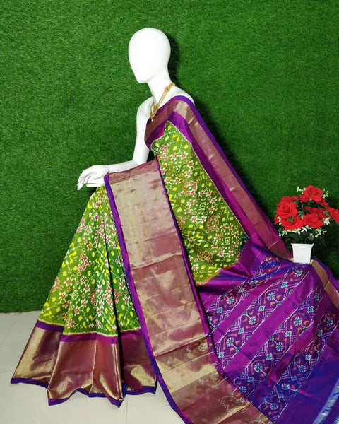 Opulent Digital Print Soft Silk Saree With Pochampalli Motifs And Fancy Blouse