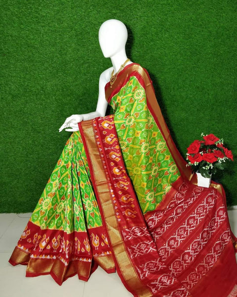 Designer Style Pochampalli Digital Printed Soft Silk Saree With Statement Blouse