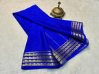 Luxurious Blue Traditional Mysore Inspired Semi Soft Silk Saree