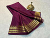 Traditional Mysore Silk Saree In Purple Pure Silk Gold Zari Lace And Self Blouse