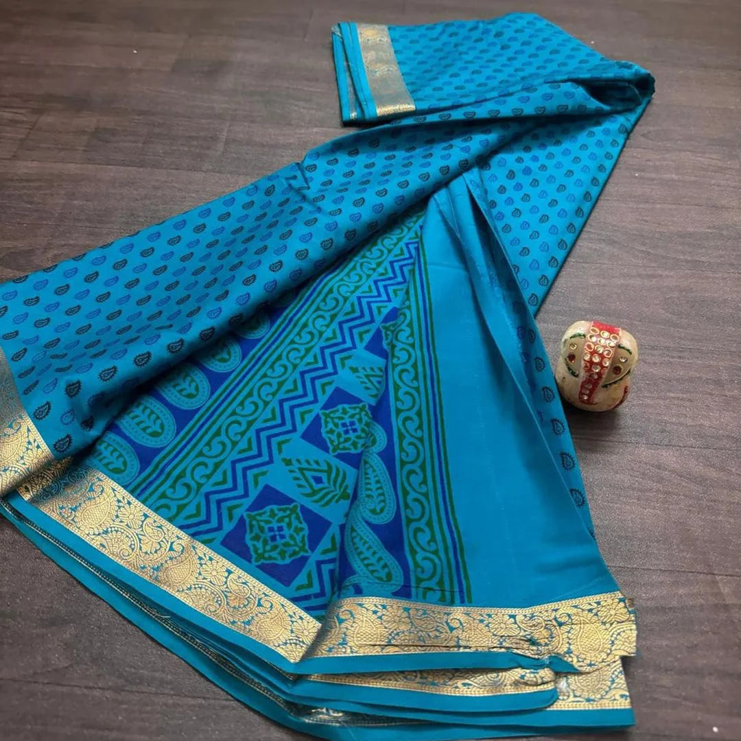 Evening Glam Rangkart Yellow Crepe Silk Printed Saree