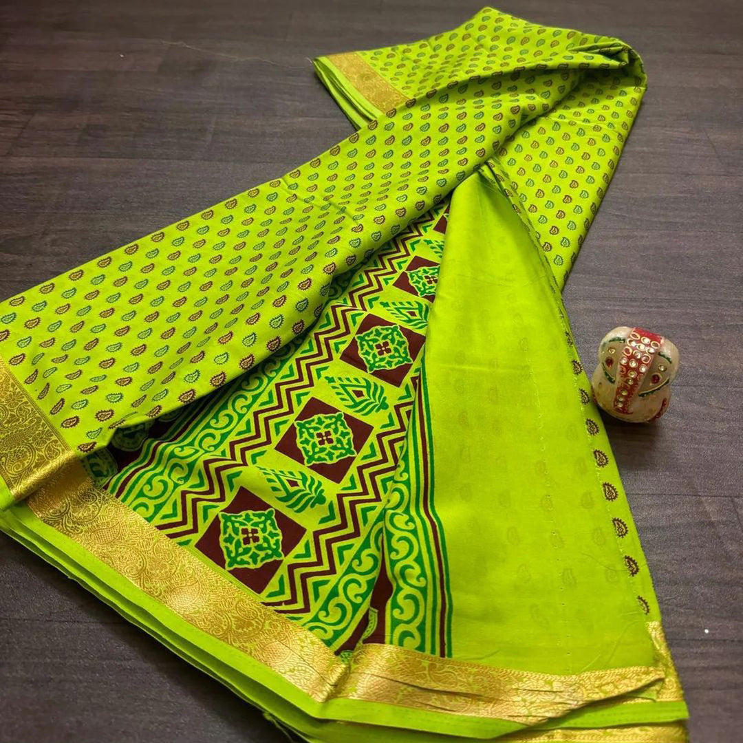 Evening Glam Rangkart Yellow Crepe Silk Printed Saree