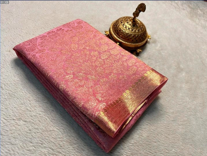 Peach Mysore Silk Saree