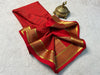 Zari Border Mysore Silk Saree In Red Plain Crepe Style For Sangeet Functions