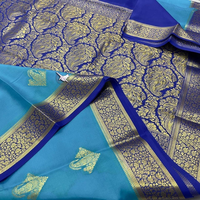 Luxe Navy Blue Tussar Silk Saree Semi Texture, Fine Zari Border And Artistic Prints