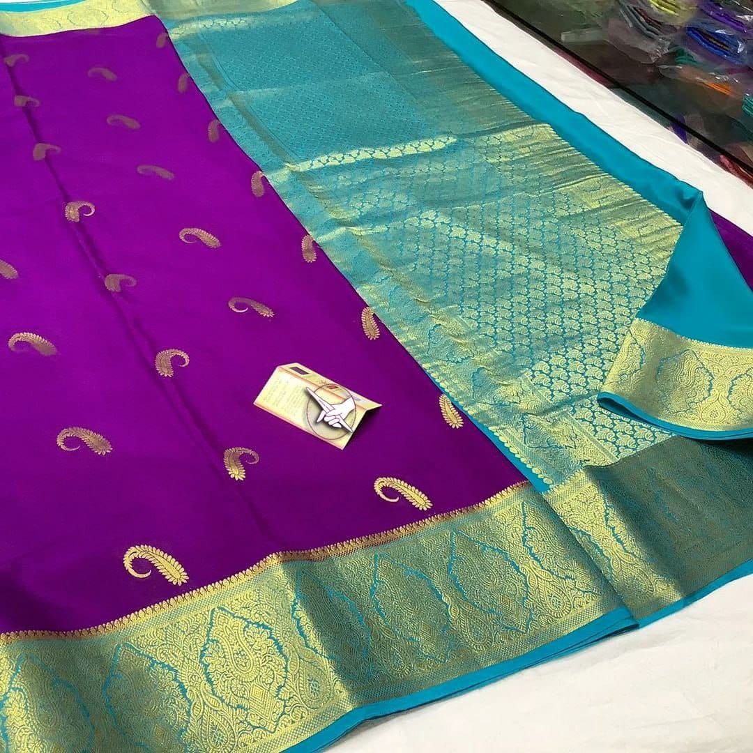 Maheshwari Fancy Silk Sarees Copper Zari Brocade