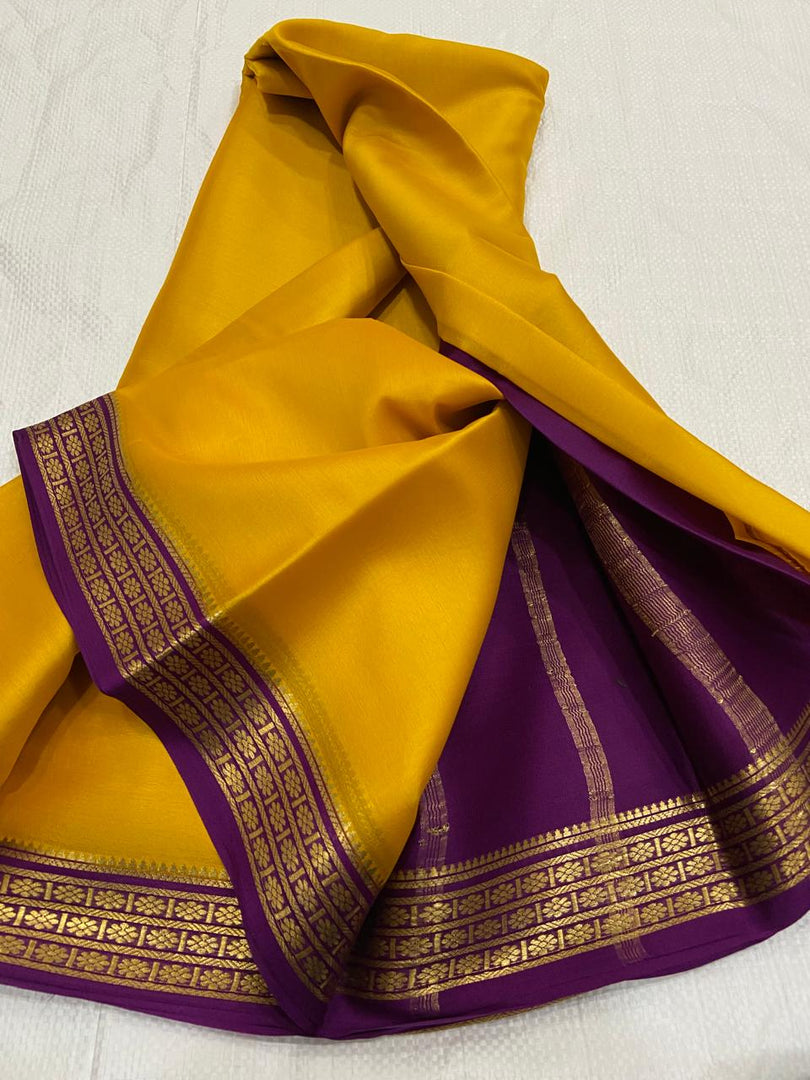 YELLOW ND PURPLE SEMI SOFT SILK SAREE