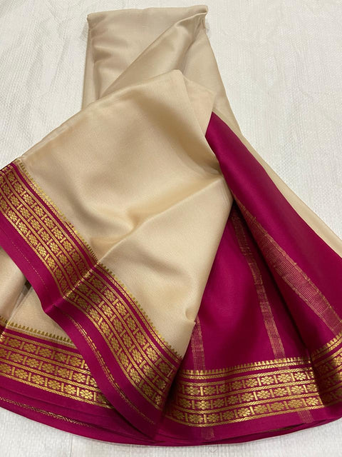 WHITE ND PINK SEMI SOFT SILK SAREE