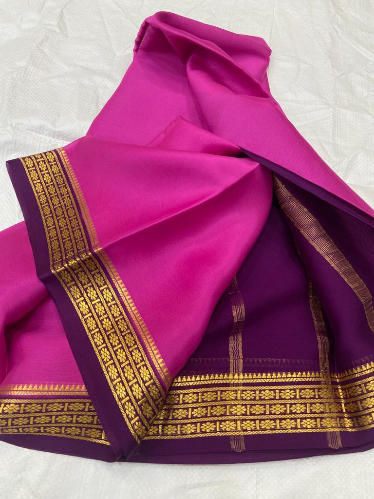 PINK ND PURPLE  SEMI SOFT SILK SAREE