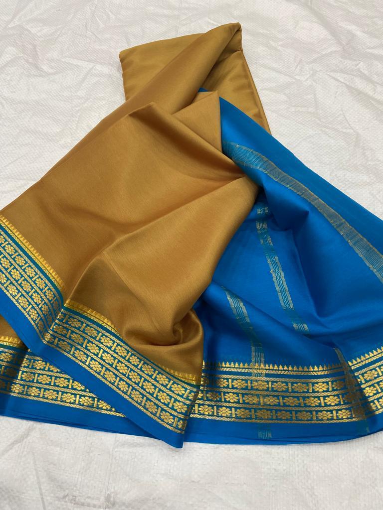 GREEN  ND BLUE SEMI SOFT SILK SAREE