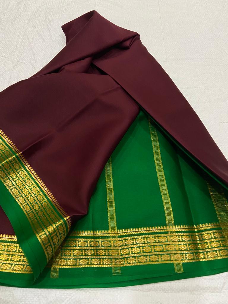 MAROON  ND GREEN SEMI SOFT SILK SAREE