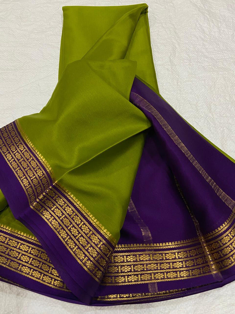 ORANGE  ND PURPLE SEMI SOFT SILK SAREE
