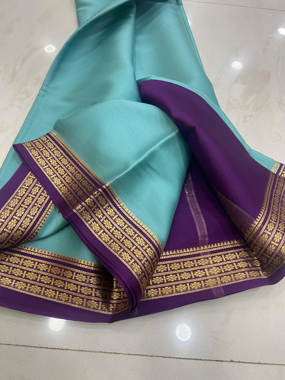 Timeless Purple And Beige Semi Soft Mysore Silk Saree With Heritage Inspired Design