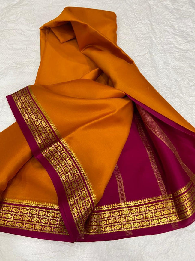 Alluring Orange And Pink Semi Soft Silk Saree With Ethnic Zari Highlights
