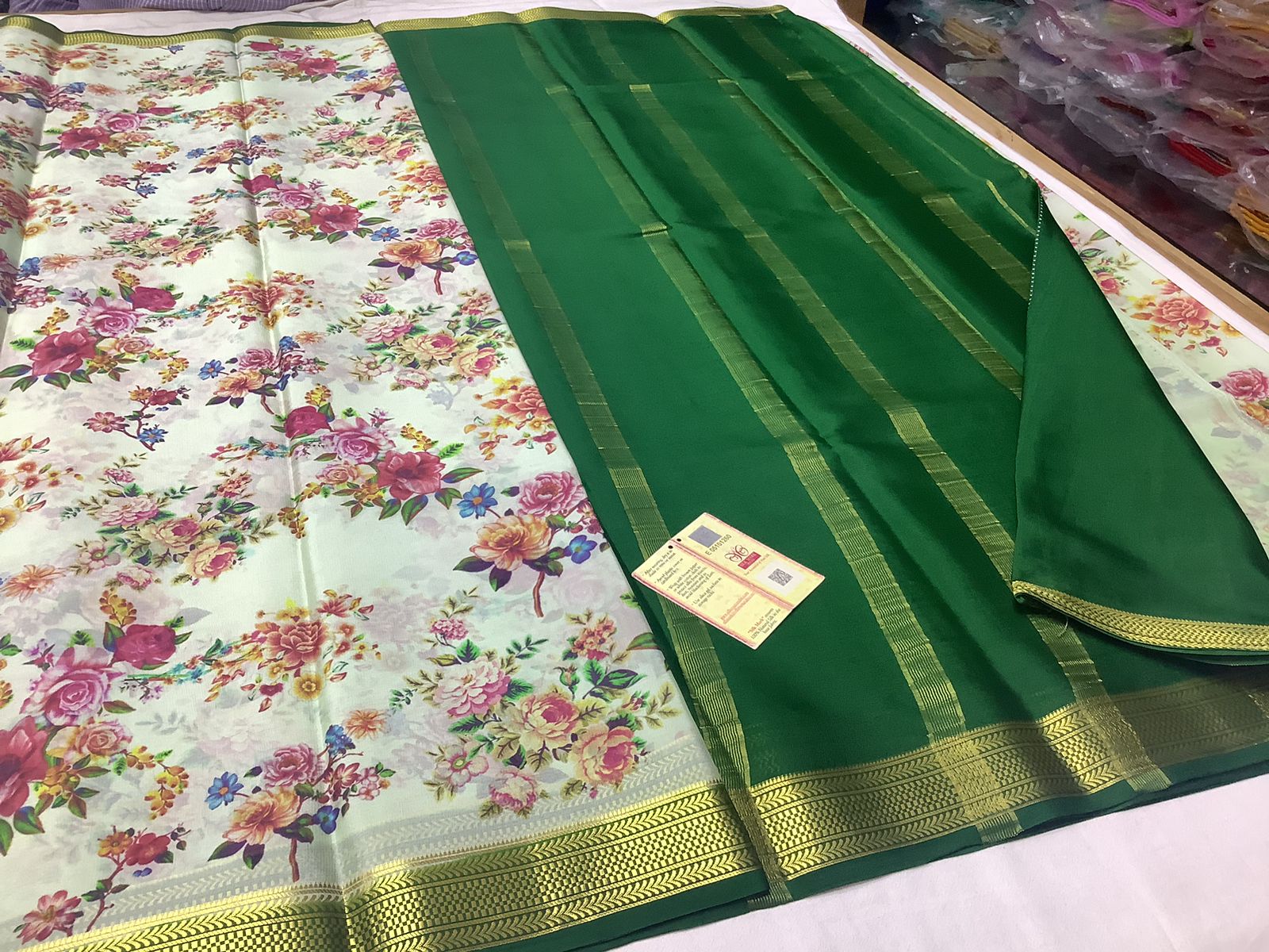 GORGEOUS Printed Mysore silk sarees in beautiful, kalamkari prints!
