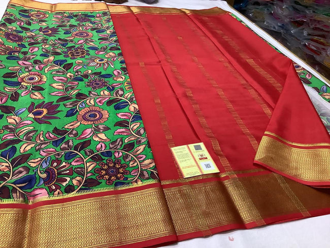 Exclusive pure crepe printed mysore silk sarees
