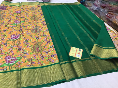 Exclusive pure crepe printed mysore silk sarees