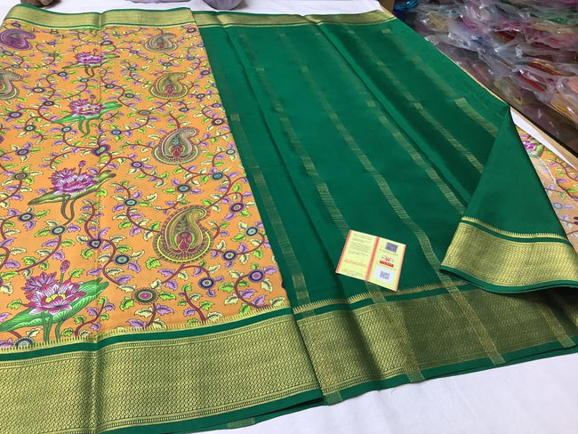 Exclusive pure crepe printed mysore silk sarees