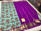 Heritage Style Pure Crepe Saree With Digital Art And Mysore Zari Detailing