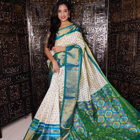ikkat Printed Handloom Soft Silk Saree