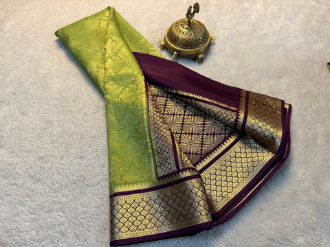 Heritage Green Pure Silk Saree Mysore Traditional Design