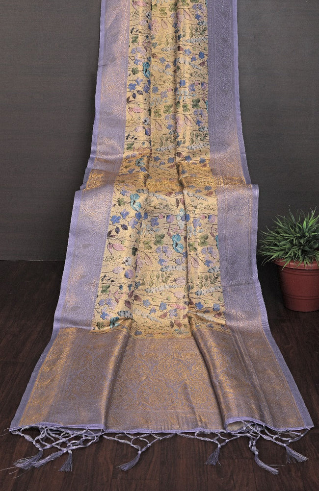 Classic Kanchi Ikkat Digital Printed Saree Soft Silk Traditional Weave