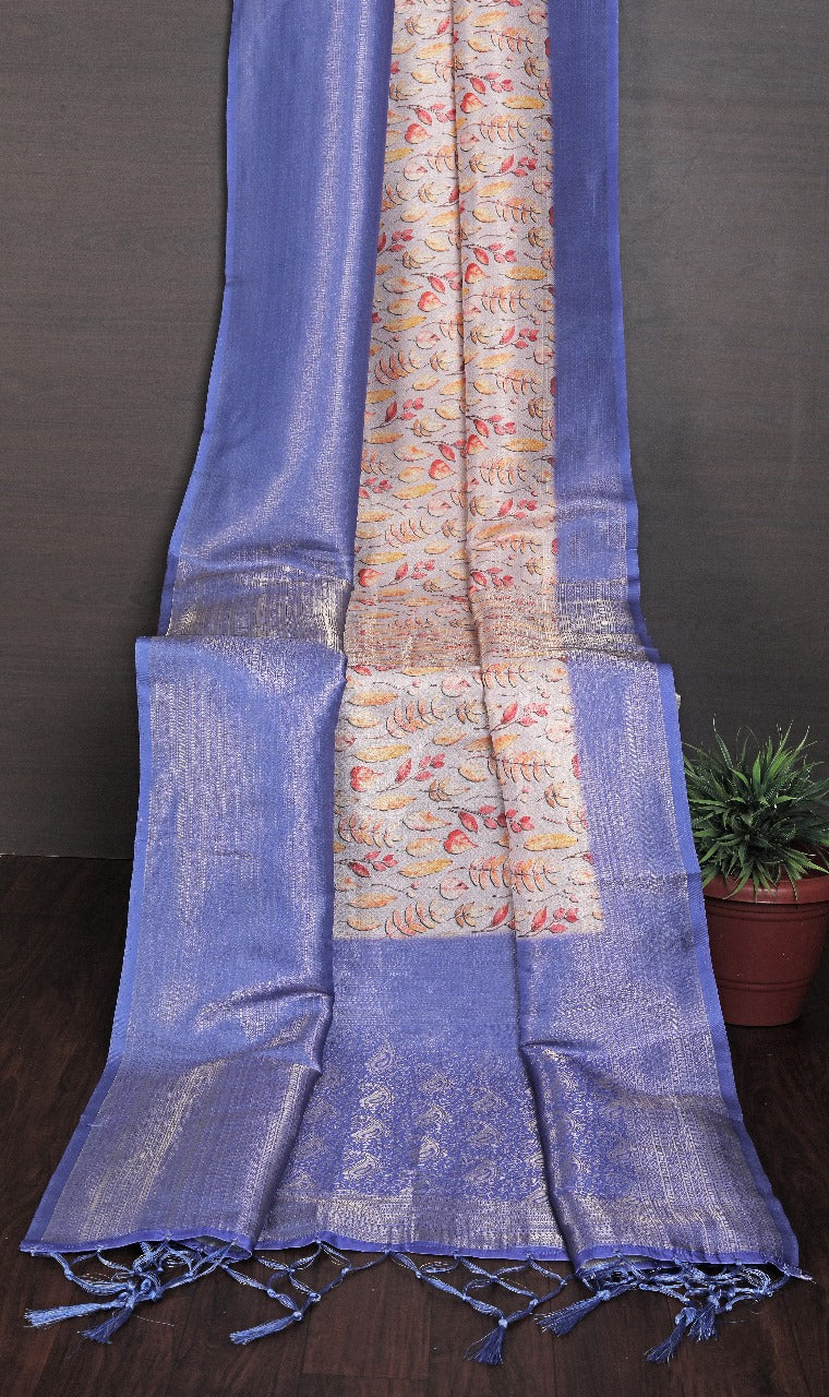 Kanchipuram-Inspired Ikkat Soft Silk Saree Digital Handloom Print