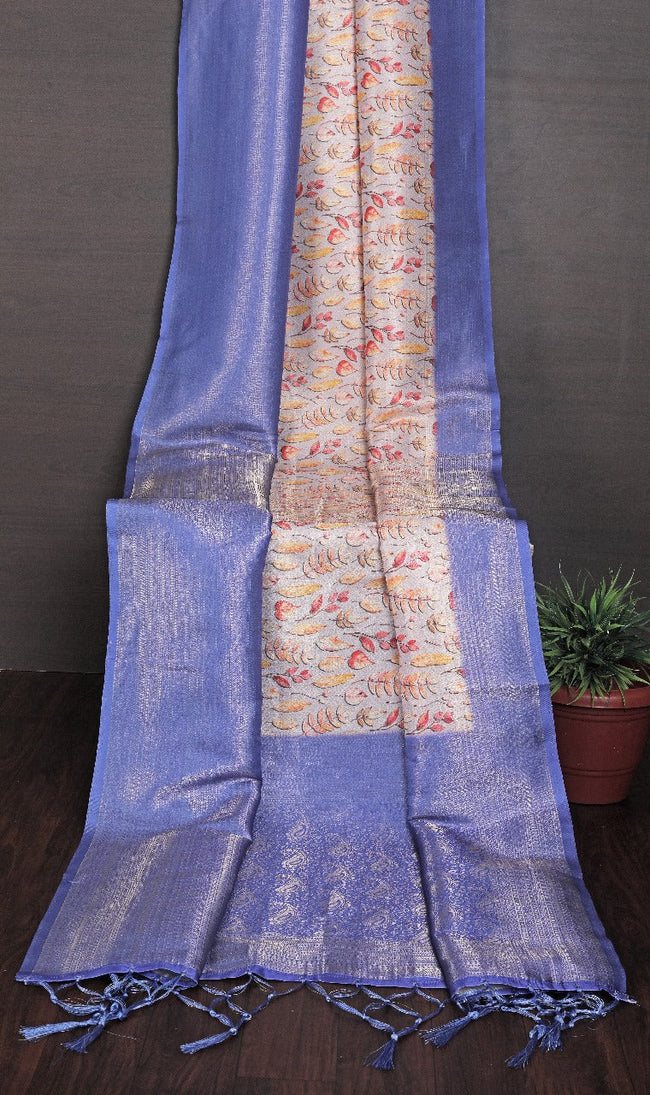 Kanchipuram-Inspired Ikkat Soft Silk Saree Digital Handloom Print