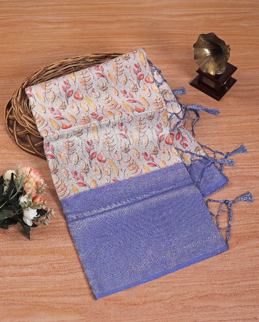 Kanchi Printed handloom Soft Silk Saree in purple colour