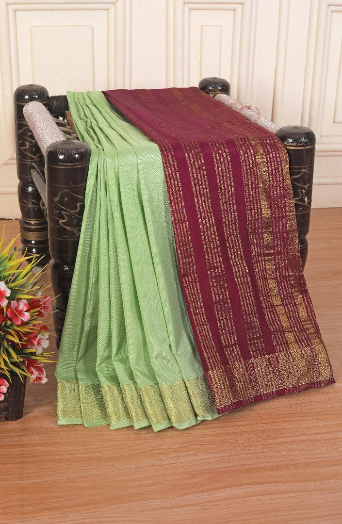 Golden Zari magic meets Cerpe Mysore silk Saree