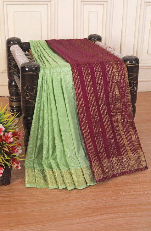 Traditional Pista Soft Silk Saree With Gold Zari Design