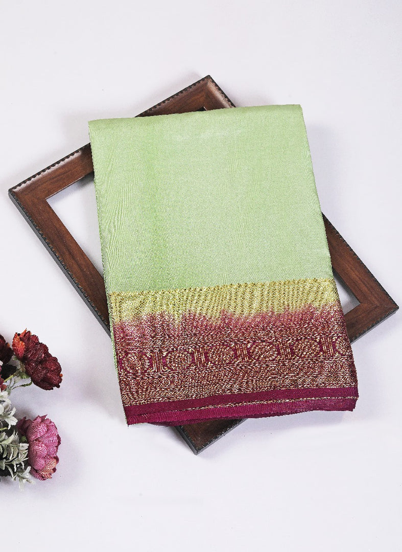 Golden Zari magic meets Cerpe Mysore silk Saree
