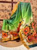 tussar handprint sarees with kanchi pallu