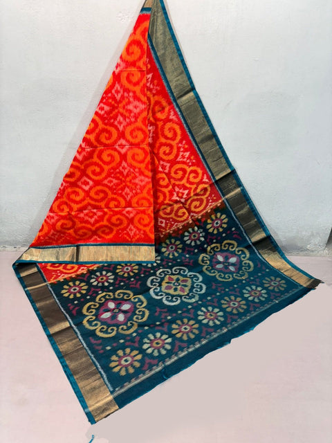 Designer Digital Ikkat Saree In Dark Pink Handloom Finish